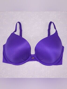 Victoria's Secret Fabulous Plunge Bra 34DD Purple Satin Push-Up